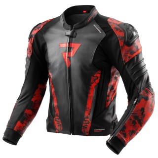 KURTKA MOTOCYKLOWA SKÓRZANA REBELHORN VELOCE CAMO BLACK FLUO RED 58