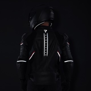 KURTKA MOTOCYKLOWA SKÓRZANA REBELHORN VELOCE BLACK GREY FLUO RED 48