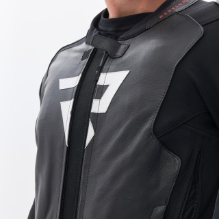 KURTKA MOTOCYKLOWA SKÓRZANA REBELHORN VELOCE BLACK GREY FLUO RED 60