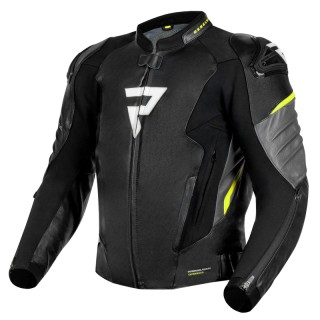 KURTKA MOTOCYKLOWA SKÓRZANA REBELHORN VELOCE BLACK GREY FLUO YELLOW 46