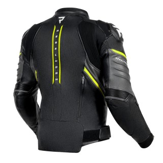 KURTKA MOTOCYKLOWA SKÓRZANA REBELHORN VELOCE BLACK GREY FLUO YELLOW 46