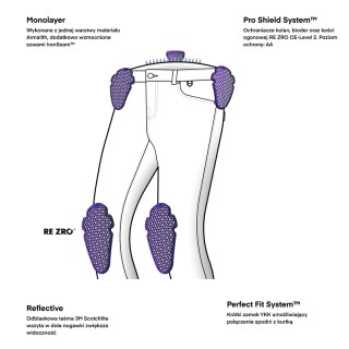 JEANSY MOTOCYKLOWE REBELHORN BRONCO WASHED BLACK MONOLAYER 42/34
