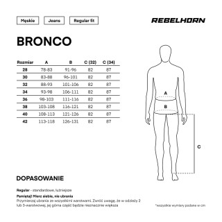 JEANSY MOTOCYKLOWE REBELHORN BRONCO WASHED BLACK MONOLAYER 42/34