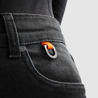 JEANSY MOTOCYKLOWE DAMSKIE REBELHORN BRONCO WASHED BLACK MONOLAYER 42/30