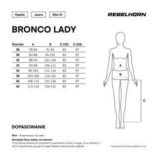 JEANSY MOTOCYKLOWE DAMSKIE REBELHORN BRONCO WASHED BLACK MONOLAYER 44/30