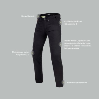 JEANSY MOTOCYKLOWE REBELHORN CLASSIC 3 SLIM FIT WASHED BLACK 30/36