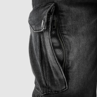JEANSY MOTOCYKLOWE REBELHORN VANDAL WASHED BLACK MONOLAYER 34/32