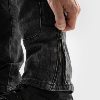 JEANSY MOTOCYKLOWE REBELHORN VANDAL WASHED BLACK MONOLAYER 36/34