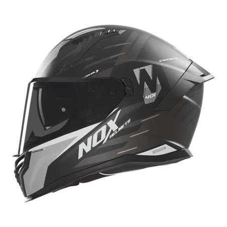 NOX KASK INTEGRALNY (FULL FACE) Z BLENDĄ N401 CROWER KOLOR CZARNY/SREBRNY MAT ROZMIAR XXL