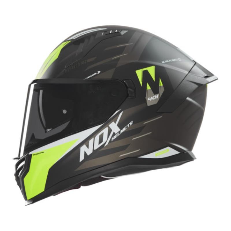 NOX KASK INTEGRALNY (FULL FACE) Z BLENDĄ N401 CROWER KOLOR CZARNY/ŻÓŁTY FLUO MAT ROZMIAR L