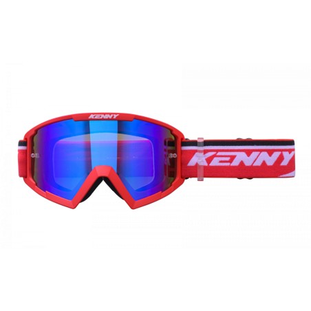 KENNY RACING GOGLE MODEL TRACK+ RED - BLUE LENS - KOLOR CZERWONY/BIAŁY SZYBKA NIEBIESKIE LUSTRO