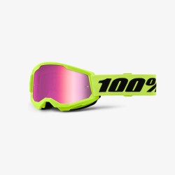 100 PROCENT GOGLE STRATA 2 YOUTH JUNIOR NEON YELLOW - MIRROR PINK LENS - KOLOR ŻÓŁTY FLUO/CZARNY SZYBKA RÓŻOWE LUSTRO