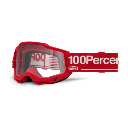 100 PROCENT GOGLE ACCURI 2 WOLG - CLEAR LENS - KOLOR CZERWONY/BIAŁY SZYBKA PRZEŹROCZYSTA