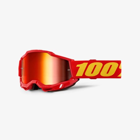 100 PROCENT GOGLE ACCURI 2 YOUTH JUNIOR RED - MIRROR SILVER LENS - KOLOR CZERWONY/CZARNY SZYBA SREBRNE LUSTRO