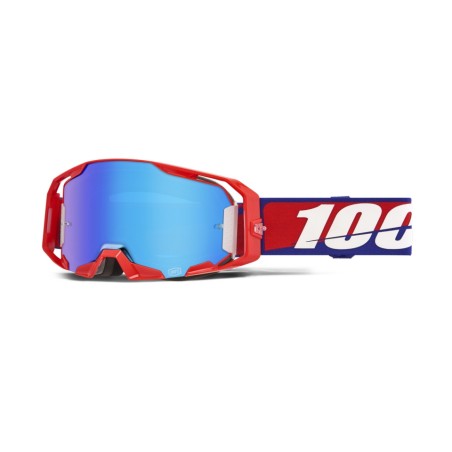 100 PROCENT GOGLE ARMATIC BEST - MIRROR BLUE LENS - KOLOR CZERWONY/NIEBIESKI/BIAŁY SZYBA NIEBIESKIE LUSTRO