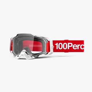 100 PROCENT GOGLE ARMEGA CORBIN - CLEAR LENS - KOLOR CZERWONY/BIAŁY SZYBKA PRZEŹROCZYSTA