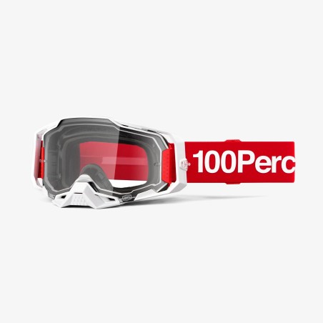 100 PROCENT GOGLE ARMEGA CORBIN - CLEAR LENS - KOLOR CZERWONY/BIAŁY SZYBKA PRZEŹROCZYSTA