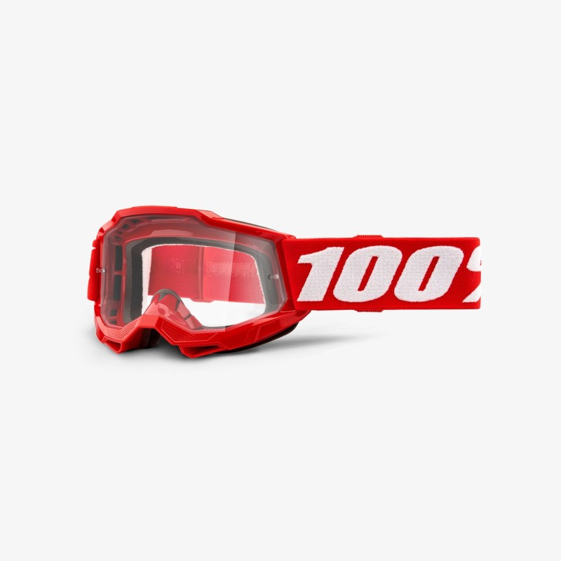100 PROCENT GOGLE ACCURI 2 YOUTH JUNIOR RED - CLEAR LENS - KOLOR CZERWONY/BIAŁY SZYBKA PRZEŹROCZYSTA STARY KOD: 50321-101-03
