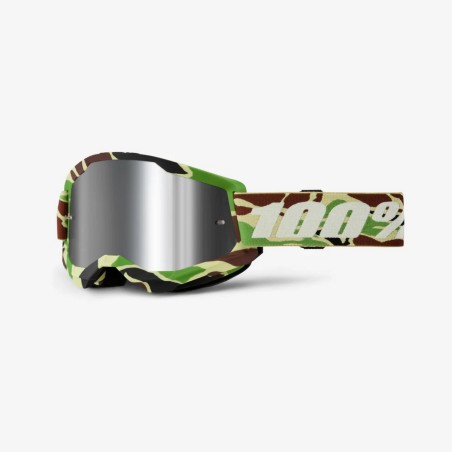 100 PROCENT GOGLE STRATA 2 WAR CAMO - MIRROR SILVER LENS - KOLOR CAMOUFLAGE SZYBKA SREBRNE LUSTRO