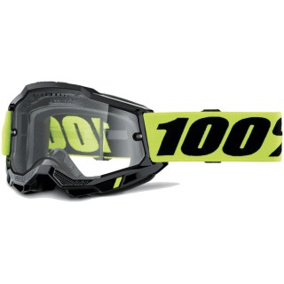 100 PROCENT GOGLE ACCURI 2 ENDURO MOTO BLACK - DUAL CLEAR LENS - KOLOR CZARNY/ŻÓŁTY FLUO SZYBKA PODWÓJNA PRZEŻROCZYSTA