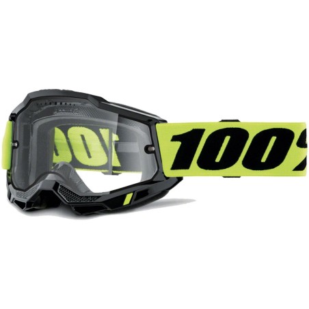 100 PROCENT GOGLE ACCURI 2 ENDURO MOTO BLACK - DUAL CLEAR LENS - KOLOR CZARNY/ŻÓŁTY FLUO SZYBKA PODWÓJNA PRZEŻROCZYSTA