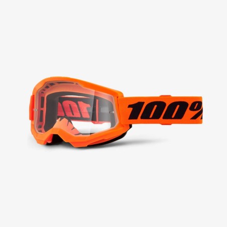 100 PROCENT GOGLE STRATA 2 NEON ORANGE - CLEAR LENS - KOLOR POMARAŃCZOWY FLUO SZYBKA PRZEŹROCZYSTA