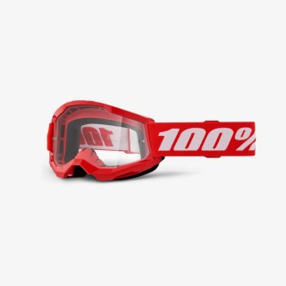 100 PROCENT GOGLE STRATA 2 YOUTH JUNIOR RED - CLEAR LENS - KOLOR CZERWONY/BIAŁY SZYBA PRZEŹROCZYSTA