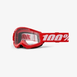100 PROCENT GOGLE STRATA 2 YOUTH JUNIOR RED - CLEAR LENS - KOLOR CZERWONY/BIAŁY SZYBA PRZEŹROCZYSTA