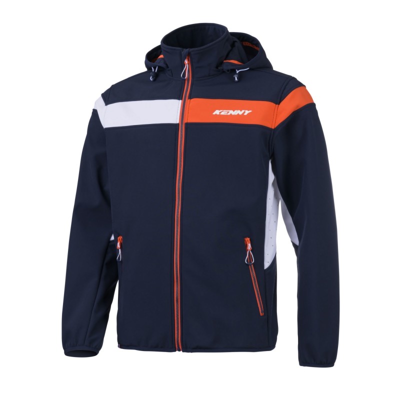 KENNY RACING KURTKA PRZECIWDESZCZOWA SOFTSHELL MODEL RACING KOLOR NIEBIESKI/BIAŁY/POMARAŃCZOWY ROZMIAR M