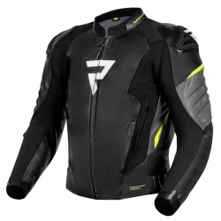 KURTKA MOTOCYKLOWA SKÓRZANA REBELHORN VELOCE BLACK GREY FLUO YELLOW 54