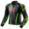 KURTKA MOTOCYKLOWA SKÓRZANA REBELHORN VELOCE CAMO BLACK GREEN FLUO RED 58