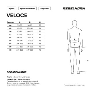 SPODNIE MOTOCYKLOWE SKÓRZANE REBELHORN VELOCE BLACK WHITE 58