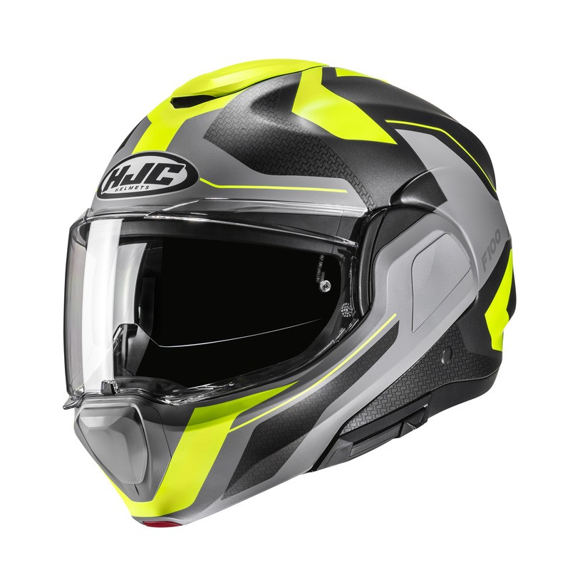 KASK MOTOCYKLOWY HJC F100 BIOS GREY YELLOW XL