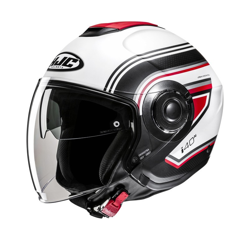 KASK MOTOCYKLOWY HJC I40N LINIA WHITE BLACK M