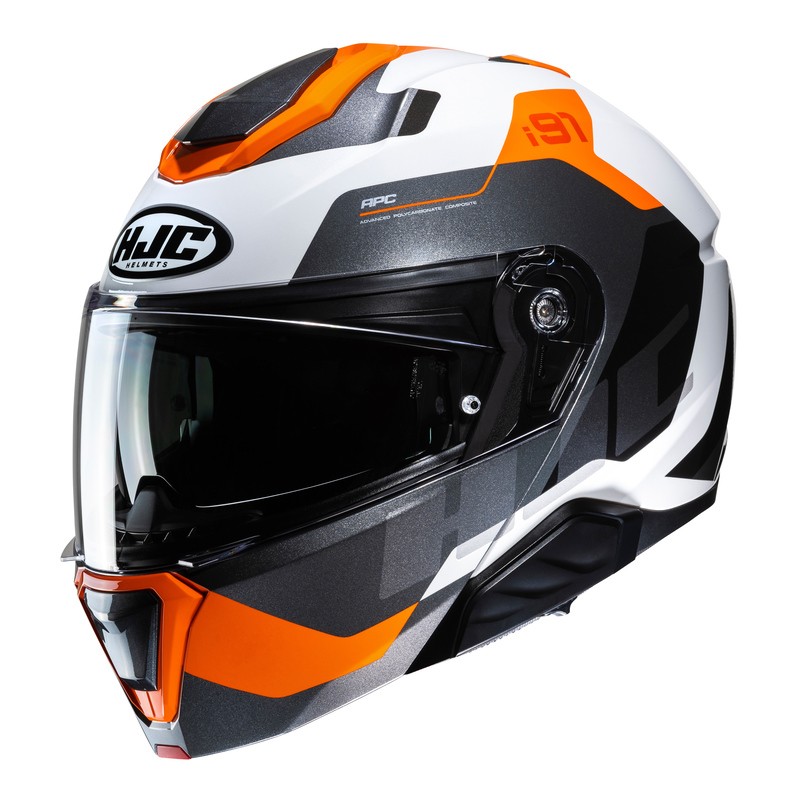 KASK MOTOCYKLOWY HJC I91 CARST WHITE ORANGE M