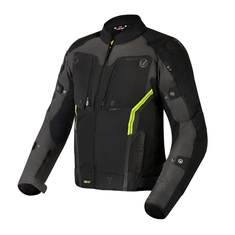 KURTKA MOTOCYKLOWA TEKSTYLNA REBELHORN BORG BLACK DARK GREY FLUO YELLOW S