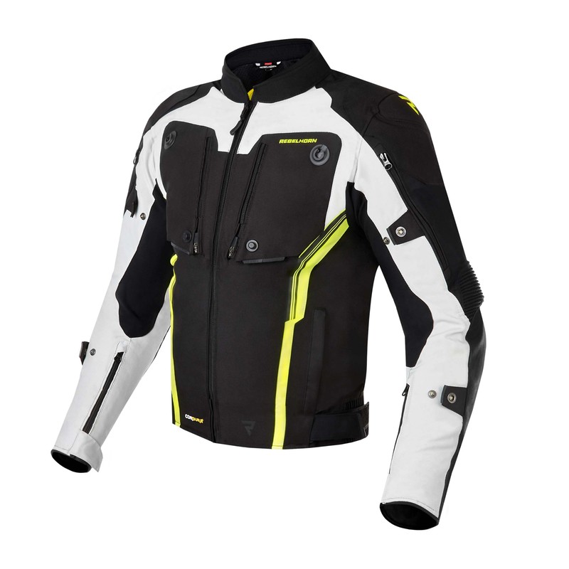 KURTKA MOTOCYKLOWA TEKSTYLNA REBELHORN BORG BLACK GREY FLUO YELLOW XS