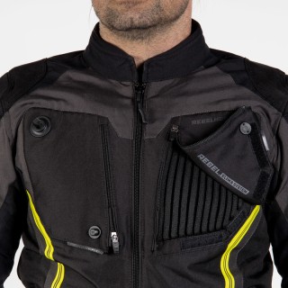 KURTKA MOTOCYKLOWA TEKSTYLNA REBELHORN BORG BLACK GREY FLUO YELLOW XS
