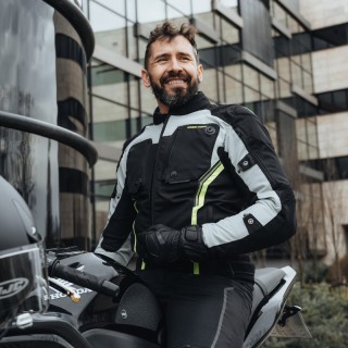 KURTKA MOTOCYKLOWA TEKSTYLNA REBELHORN BORG BLACK GREY FLUO YELLOW XS