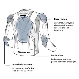 KURTKA MOTOCYKLOWA SKÓRZANA REBELHORN FIGHTER BLACK 46