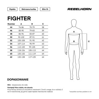KURTKA MOTOCYKLOWA SKÓRZANA REBELHORN FIGHTER BLACK 46