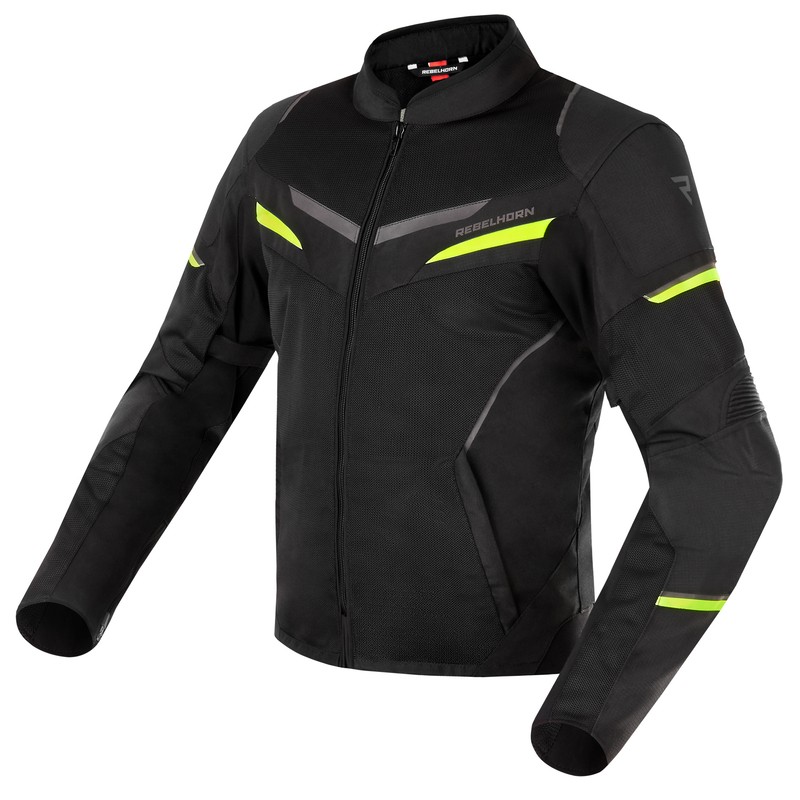 KURTKA MOTOCYKLOWA TEKSTYLNA REBELHORN FLUX BLACK FLUO YELLOW S