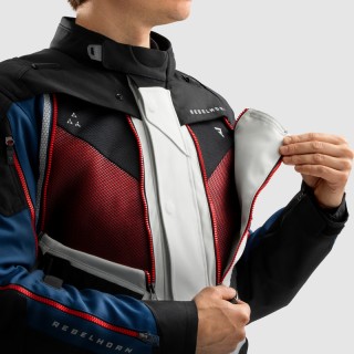 KURTKA MOTOCYKLOWA TEKSTYLNA REBELHORN HARDY 3.0 BLUE GREY RED L