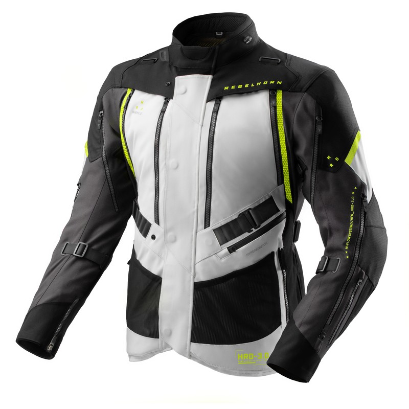 KURTKA MOTOCYKLOWA TEKSTYLNA REBELHORN HARDY 3.0 BLACK LIGHT GREY FLUO YELLOW 7XL