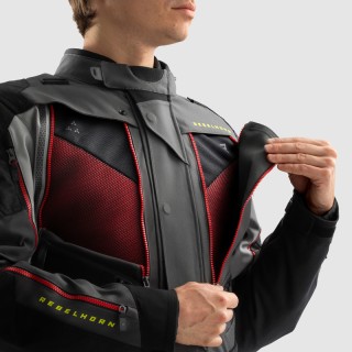 KURTKA MOTOCYKLOWA TEKSTYLNA REBELHORN HARDY 3.0 DARK GREY BLACK FLUO YELLOW XS