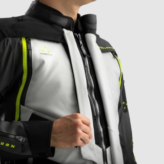 KURTKA MOTOCYKLOWA TEKSTYLNA REBELHORN HARDY 3.0 BLACK LIGHT GREY FLUO YELLOW 7XL