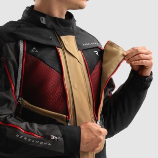 KURTKA MOTOCYKLOWA TEKSTYLNA REBELHORN HARDY 3.0 DESERT GREY RED XS