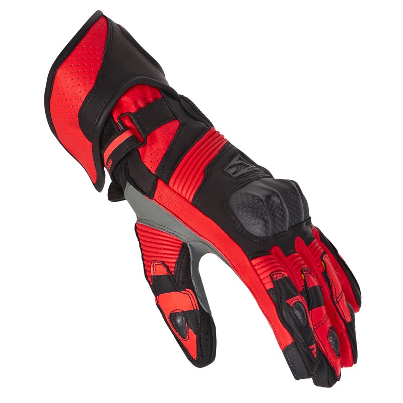 RĘKAWICE SKÓRZANE REBELHORN FIGHTER BLACK/FLUO RED L