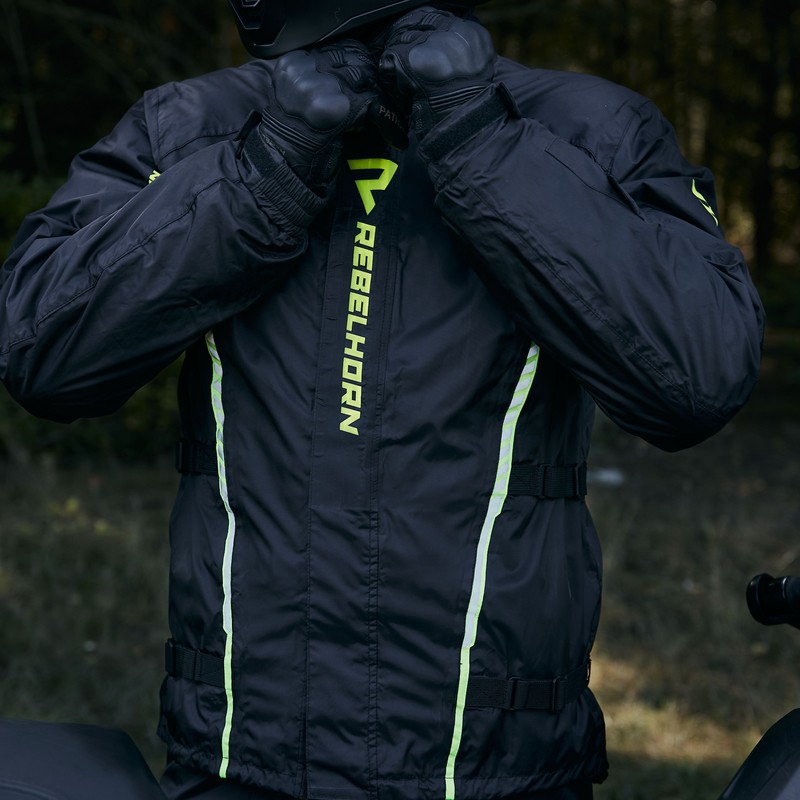 KURTKA PRZECIWDESZCZOWA REBELHORN PATROL BLACK/FLO YELLOW XXS