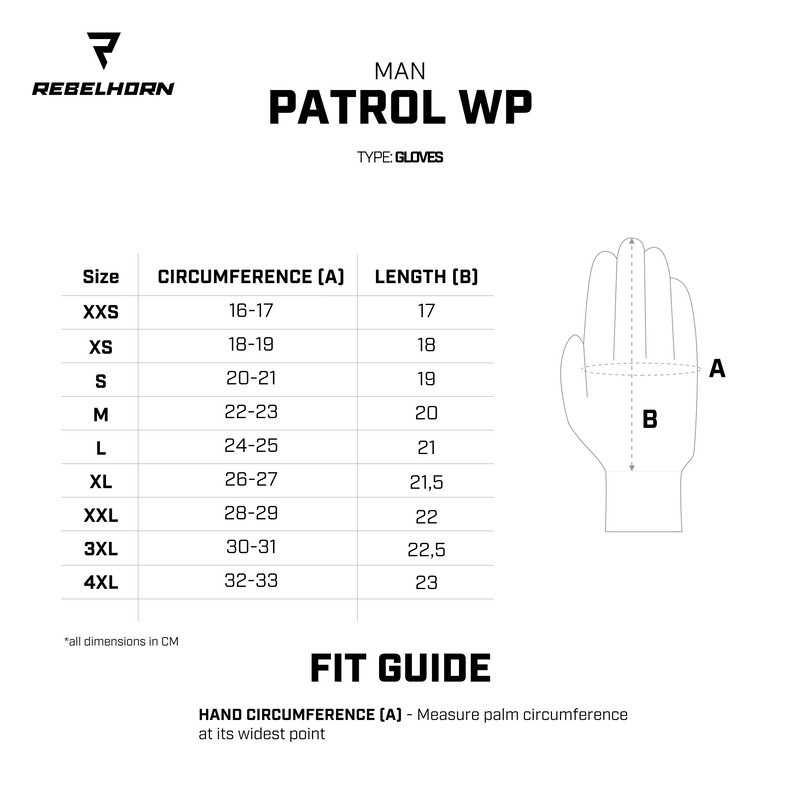 RĘKAWICE SKÓRZANE REBELHORN PATROL WP BLACK XXL